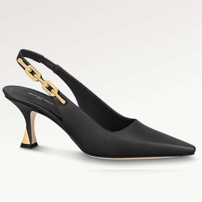 Louis Vuitton LV Women Sparkle Slingback Pump Black Calf Leather Elasticized 6.5 Cm Heel