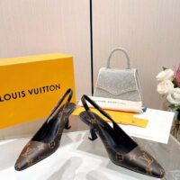 Louis Vuitton LV Women Sparkle Slingback Pump Brown Monogram Flower Canvas (3)