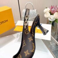 Louis Vuitton LV Women Sparkle Slingback Pump Brown Monogram Flower Canvas (3)