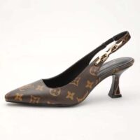 Louis Vuitton LV Women Sparkle Slingback Pump Brown Monogram Flower Canvas (3)