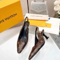 Louis Vuitton LV Women Sparkle Slingback Pump Brown Monogram Flower Canvas (3)