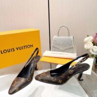 Louis Vuitton LV Women Sparkle Slingback Pump Brown Monogram Flower Canvas (3)