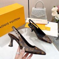 Louis Vuitton LV Women Sparkle Slingback Pump Brown Monogram Flower Canvas (3)