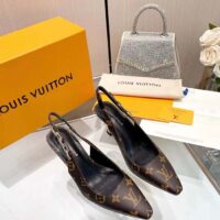 Louis Vuitton LV Women Sparkle Slingback Pump Brown Monogram Flower Canvas (3)