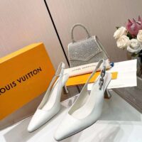 Louis Vuitton LV Women Sparkle Slingback Pump White Calf Leather Elasticized 6.5 Cm Heel (6)