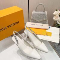 Louis Vuitton LV Women Sparkle Slingback Pump White Calf Leather Elasticized 6.5 Cm Heel (6)