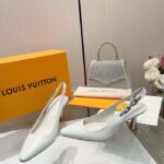 Louis Vuitton LV Women Sparkle Slingback Pump White Calf Leather Elasticized 6.5 Cm Heel - Image 2