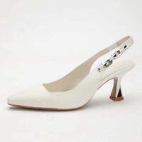 Louis Vuitton LV Women Sparkle Slingback Pump White Calf Leather Elasticized 6.5 Cm Heel (6)