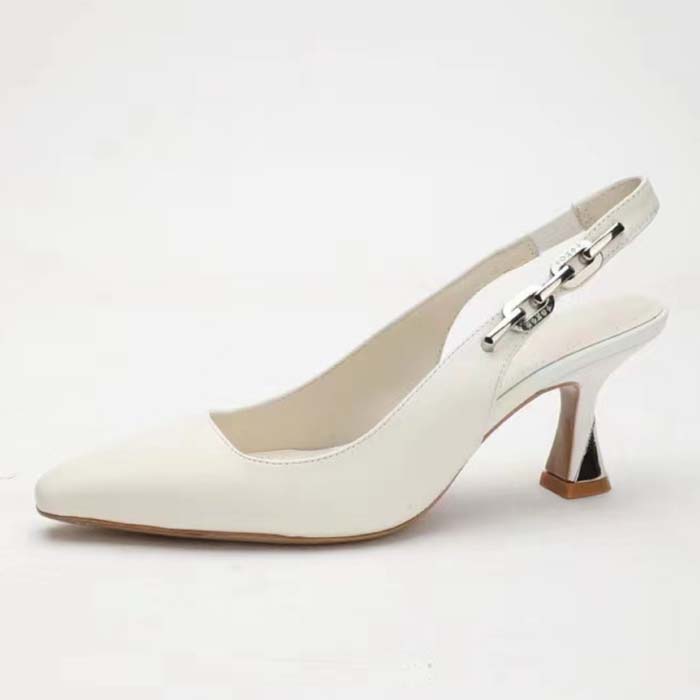 Louis Vuitton LV Women Sparkle Slingback Pump White Calf Leather Elasticized 6.5 Cm Heel