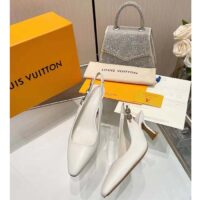Louis Vuitton LV Women Sparkle Slingback Pump White Calf Leather Elasticized 6.5 Cm Heel (6)