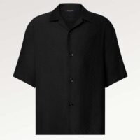 Louis Vuitton Men LV Mini Monogram Silk Blend Short-Sleeved Shirt Black 1ABJL3 (1)