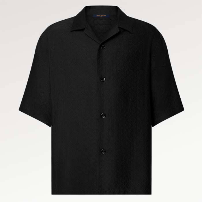 Louis Vuitton Men LV Mini Monogram Silk Blend Short-Sleeved Shirt Black 1ABJL3