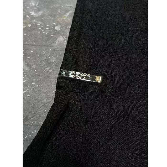 Louis Vuitton Women LV Mini Monogram Silk Blend Short-Sleeved Shirt Black 1ABJL3