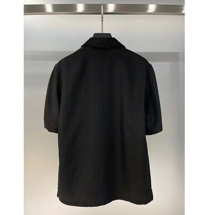 Louis Vuitton Women LV Mini Monogram Silk Blend Short-Sleeved Shirt Black 1ABJL3
