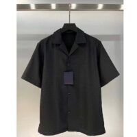 Louis Vuitton Men LV Mini Monogram Silk Blend Short-Sleeved Shirt Black 1ABJL3 (1)