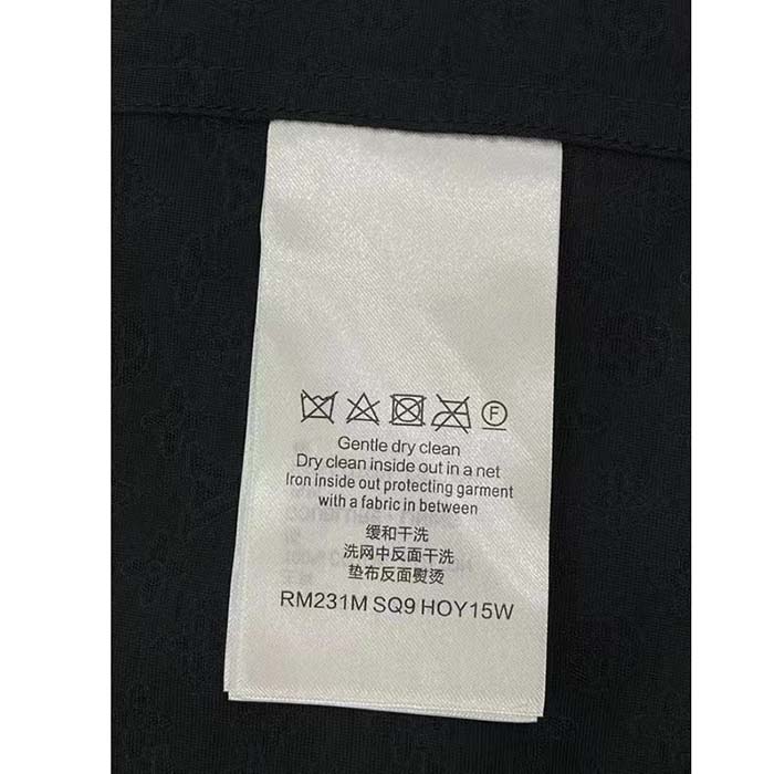 Louis Vuitton Women LV Mini Monogram Silk Blend Short-Sleeved Shirt Black 1ABJL3