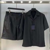 Louis Vuitton Men LV Mini Monogram Silk Blend Tailored Shorts Black 1ABJKT (10)