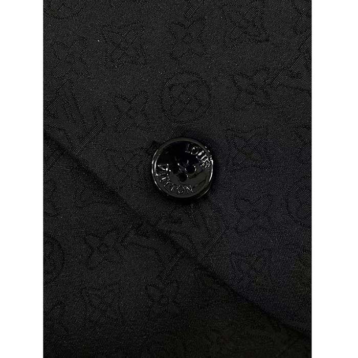 Louis Vuitton Women LV Mini Monogram Silk Blend Short-Sleeved Shirt Black 1ABJL3