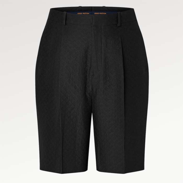 Louis Vuitton Men LV Mini Monogram Silk Blend Tailored Shorts Black 1ABJKT