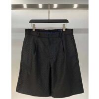 Louis Vuitton Men LV Mini Monogram Silk Blend Tailored Shorts Black 1ABJKT (10)