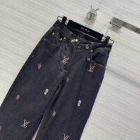 Louis Vuitton Men LV RUNWAY Embroidered Bootcut Denim Pants Indigo Cotton 1AFI93 (9)