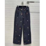 Louis Vuitton Men LV RUNWAY Embroidered Bootcut Denim Pants Indigo Cotton 1AFI93 - immagine 2