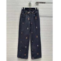 Louis Vuitton Men LV RUNWAY Embroidered Bootcut Denim Pants Indigo Cotton 1AFI93 (9)