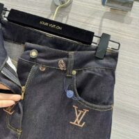 Louis Vuitton Men LV RUNWAY Embroidered Bootcut Denim Pants Indigo Cotton 1AFI93 (9)