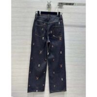 Louis Vuitton Men LV RUNWAY Embroidered Bootcut Denim Pants Indigo Cotton 1AFI93 (9)