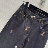 Louis Vuitton Men LV RUNWAY Embroidered Bootcut Denim Pants Indigo Cotton 1AFI93 (9)