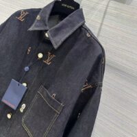 Louis Vuitton Men LV RUNWAY Embroidered Denim Overshirt Oversized Fit Indigo Cotton 1AFHVF (7)