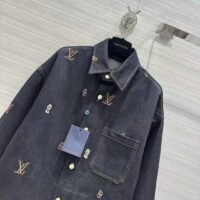 Louis Vuitton Men LV RUNWAY Embroidered Denim Overshirt Oversized Fit Indigo Cotton 1AFHVF (7)