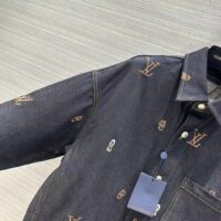 Louis Vuitton Men LV RUNWAY Embroidered Denim Overshirt Oversized Fit Indigo Cotton 1AFHVF (7)