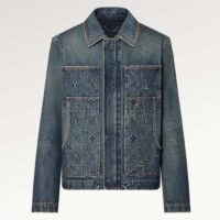 Louis Vuitton Men LV Workwear Denim Jacket Regular Fit Monogram Indigo Cotton 1ABJ7A (11)