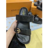 Louis Vuitton Unisex LV Bom Dia Flat Comfort Mule Black Monogram Lamb Leather 1ABVNC (1)