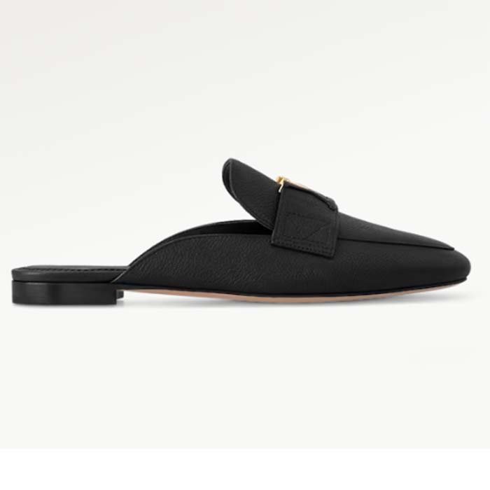 Louis Vuitton Unisex LV Capri Open Back Loafer Black Grained Calf Leather 1AC7N2