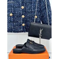 Louis Vuitton Unisex LV Capri Open Back Loafer Black Grained Calf Leather 1AC7N2