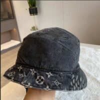 Louis Vuitton Unisex LV Monogram Jacquard Denim Bucket Hat Black Cotton (3)