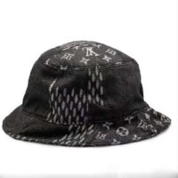 Louis Vuitton Unisex LV Monogram Jacquard Denim Bucket Hat Black Cotton (3)