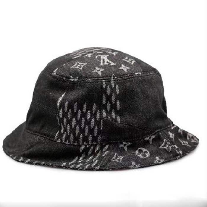 Louis Vuitton Unisex LV Monogram Jacquard Denim Bucket Hat Black Cotton