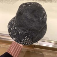 Louis Vuitton Unisex LV Monogram Jacquard Denim Bucket Hat Black Cotton (3)