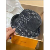 Louis Vuitton Unisex LV Monogram Jacquard Denim Bucket Hat Black Cotton (3)