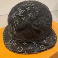 Louis Vuitton Unisex LV Monogram Jacquard Denim Bucket Hat Black Cotton (3)