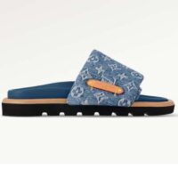 Louis Vuitton Unisex LV Pool Pillow Flat Comfort Mule Blue Monogram Denim 1ACJVH (1)