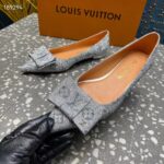 Louis Vuitton Women LV Blossom Flat Ballerina Grey Glitter Leather - Image 8