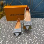 Louis Vuitton Women LV Blossom Flat Ballerina Grey Glitter Leather - Image 5