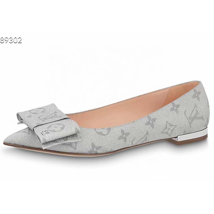Louis Vuitton Women LV Blossom Flat Ballerina Grey Glitter Leather