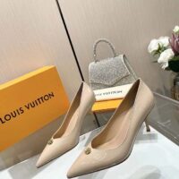 Louis Vuitton Women LV Blossom Pump Beige Patent Lambskin Leather Outsole 7.5 CM Heel (6)