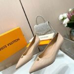Louis Vuitton Women LV Blossom Pump Beige Patent Lambskin Leather Outsole Low Heel - Image 3