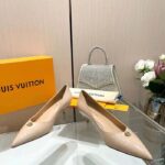 Louis Vuitton Women LV Blossom Pump Beige Patent Lambskin Leather Outsole Low Heel - Image 4